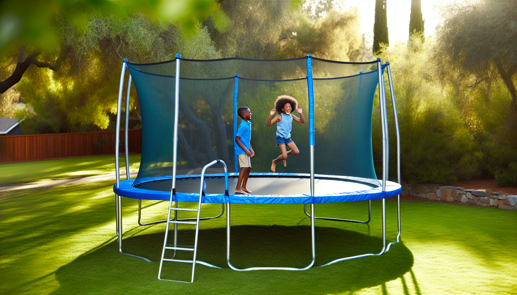 PlayActive 10-Foot Trampoline with ladder and enclosure