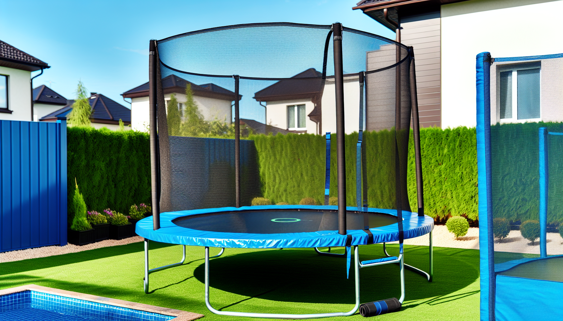AirZone 8-Foot Trampoline in a compact outdoor space